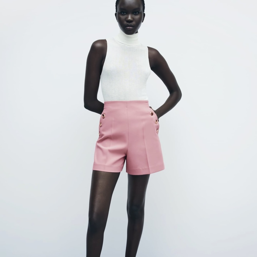 Zara high waist shorts with gold buttons